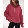 imageAUTOMET Womens Sweatshirts Half Zip Cropped Pullover Fleece Quarter Zipper Hoodies 2025 Fall Fashion Outfits ClothesRed