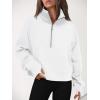 imageAUTOMET Womens Sweatshirts Half Zip Cropped Pullover Fleece Quarter Zipper Hoodies 2025 Fall Fashion Outfits ClothesWhite