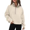 imageAUTOMET Womens Sweatshirts Half Zip Cropped Pullover Fleece Quarter Zipper Hoodies 2025 Fall Fashion Outfits ClothesBeige