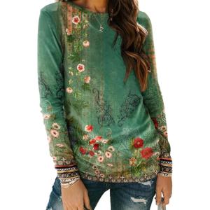 imageAUTOMET Long Sleeve Shirts for Women Business Casual Tops Fall Fashion Clothes Workout Plus Size Teacher School Outfits 2025Floralgreen