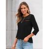 imageAUTOMET 34 Length Sleeve Womens Tops Lace Business Dressy Casual Blouses Spring Summer Fall Trendy Cute Work T ShirtsBlack