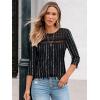 imageAUTOMET 34 Length Sleeve Womens Tops Lace Business Dressy Casual Blouses Spring Summer Fall Trendy Cute Work T ShirtsBlack Stripe