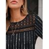 imageAUTOMET 34 Length Sleeve Womens Tops Lace Business Dressy Casual Blouses Spring Summer Fall Trendy Cute Work T ShirtsBlack Stripe