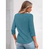 imageAUTOMET 34 Length Sleeve Womens Tops Lace Business Dressy Casual Blouses Spring Summer Fall Trendy Cute Work T ShirtsBluegreen