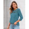 imageAUTOMET 34 Length Sleeve Womens Tops Lace Business Dressy Casual Blouses Spring Summer Fall Trendy Cute Work T ShirtsBluegreen
