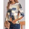 imageAUTOMET 34 Length Sleeve Womens Tops Lace Business Dressy Casual Blouses Spring Summer Fall Trendy Cute Work T ShirtsColorful Plaid