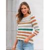 imageAUTOMET 34 Length Sleeve Womens Tops Lace Business Dressy Casual Blouses Spring Summer Fall Trendy Cute Work T ShirtsColorful Stripe