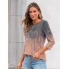 imageAUTOMET 34 Length Sleeve Womens Tops Lace Business Dressy Casual Blouses Spring Summer Fall Trendy Cute Work T ShirtsGrey Tie Dye