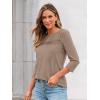 imageAUTOMET 34 Length Sleeve Womens Tops Lace Business Dressy Casual Blouses Spring Summer Fall Trendy Cute Work T ShirtsKhaki