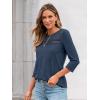 imageAUTOMET 34 Length Sleeve Womens Tops Lace Business Dressy Casual Blouses Spring Summer Fall Trendy Cute Work T ShirtsNavy