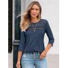 imageAUTOMET 34 Length Sleeve Womens Tops Lace Business Dressy Casual Blouses Spring Summer Fall Trendy Cute Work T ShirtsNavy