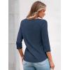 imageAUTOMET 34 Length Sleeve Womens Tops Lace Business Dressy Casual Blouses Spring Summer Fall Trendy Cute Work T ShirtsNavy
