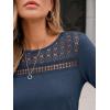 imageAUTOMET 34 Length Sleeve Womens Tops Lace Business Dressy Casual Blouses Spring Summer Fall Trendy Cute Work T ShirtsNavy