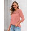 imageAUTOMET 34 Length Sleeve Womens Tops Lace Business Dressy Casual Blouses Spring Summer Fall Trendy Cute Work T ShirtsPink