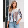 imageAUTOMET 34 Length Sleeve Womens Tops Lace Business Dressy Casual Blouses Spring Summer Fall Trendy Cute Work T ShirtsWhite Tie Dye
