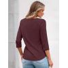 imageAUTOMET 34 Length Sleeve Womens Tops Lace Business Dressy Casual Blouses Spring Summer Fall Trendy Cute Work T ShirtsWine