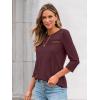 imageAUTOMET 34 Length Sleeve Womens Tops Lace Business Dressy Casual Blouses Spring Summer Fall Trendy Cute Work T ShirtsWine