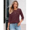 imageAUTOMET 34 Length Sleeve Womens Tops Lace Business Dressy Casual Blouses Spring Summer Fall Trendy Cute Work T ShirtsWine