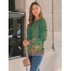 imageAUTOMET Long Sleeve Shirts Womens Pleated Business Casual Blouses with Smocked CuffsFloral Green