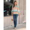 imageAUTOMET Long Sleeve Shirts Womens Pleated Business Casual Blouses with Smocked CuffsStriped Orange