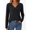 imageAUTOMET Long Sleeve Shirts for Women Tops V Neck Casual Top Comfortable Shirt Soft Basic Tees Women BlousesBlack