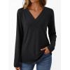 imageAUTOMET Long Sleeve Shirts for Women Tops V Neck Casual Top Comfortable Shirt Soft Basic Tees Women BlousesBlack
