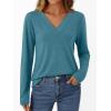 imageAUTOMET Long Sleeve Shirts for Women Tops V Neck Casual Top Comfortable Shirt Soft Basic Tees Women BlousesBluegreen