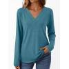 imageAUTOMET Long Sleeve Shirts for Women Tops V Neck Casual Top Comfortable Shirt Soft Basic Tees Women BlousesBluegreen