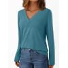 imageAUTOMET Long Sleeve Shirts for Women Tops V Neck Casual Top Comfortable Shirt Soft Basic Tees Women BlousesBluegreen