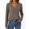 imageAUTOMET Long Sleeve Shirts for Women Tops V Neck Casual Top Comfortable Shirt Soft Basic Tees Women BlousesCoffee Grey