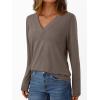 imageAUTOMET Long Sleeve Shirts for Women Tops V Neck Casual Top Comfortable Shirt Soft Basic Tees Women BlousesCoffee Grey