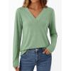 imageAUTOMET Long Sleeve Shirts for Women Tops V Neck Casual Top Comfortable Shirt Soft Basic Tees Women BlousesLightgreen
