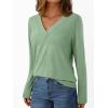 imageAUTOMET Long Sleeve Shirts for Women Tops V Neck Casual Top Comfortable Shirt Soft Basic Tees Women BlousesLightgreen