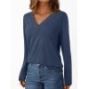 imageAUTOMET Long Sleeve Shirts for Women Tops V Neck Casual Top Comfortable Shirt Soft Basic Tees Women BlousesNavyblue