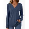 imageAUTOMET Long Sleeve Shirts for Women Tops V Neck Casual Top Comfortable Shirt Soft Basic Tees Women BlousesNavyblue