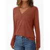 imageAUTOMET Long Sleeve Shirts for Women Tops V Neck Casual Top Comfortable Shirt Soft Basic Tees Women BlousesRust