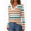 imageAUTOMET Long Sleeve Shirts for Women Tops V Neck Casual Top Comfortable Shirt Soft Basic Tees Women BlousesStriped