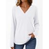 imageAUTOMET Long Sleeve Shirts for Women Tops V Neck Casual Top Comfortable Shirt Soft Basic Tees Women BlousesWhite