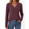 imageAUTOMET Long Sleeve Shirts for Women Tops V Neck Casual Top Comfortable Shirt Soft Basic Tees Women BlousesWinered