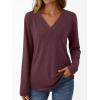 imageAUTOMET Long Sleeve Shirts for Women Tops V Neck Casual Top Comfortable Shirt Soft Basic Tees Women BlousesWinered