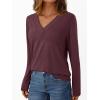imageAUTOMET Long Sleeve Shirts for Women Tops V Neck Casual Top Comfortable Shirt Soft Basic Tees Women BlousesWinered