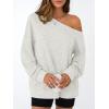 imageAUTOMET Women Off the Shoulder Sweatshirt Oversized Tops Fall Outfits 2025 Y2k Clothes Fashion Clothing Trendy TopGrey
