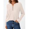 imageAUTOMET Womens Henley Long Sleeve Shirt Fall Top V Neck Fashion Dreesy Casual Tunic Sweaters Clothes Trendy Work OutfitsApricot