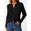 imageAUTOMET Womens Henley Long Sleeve Shirt Fall Top V Neck Fashion Dreesy Casual Tunic Sweaters Clothes Trendy Work OutfitsBlack