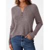 imageAUTOMET Womens Henley Long Sleeve Shirt Fall Top V Neck Fashion Dreesy Casual Tunic Sweaters Clothes Trendy Work OutfitsNutmeg