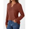 imageAUTOMET Womens Henley Long Sleeve Shirt Fall Top V Neck Fashion Dreesy Casual Tunic Sweaters Clothes Trendy Work OutfitsRust