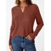imageAUTOMET Womens Henley Long Sleeve Shirt Fall Top V Neck Fashion Dreesy Casual Tunic Sweaters Clothes Trendy Work OutfitsRust