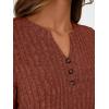 imageAUTOMET Womens Henley Long Sleeve Shirt Fall Top V Neck Fashion Dreesy Casual Tunic Sweaters Clothes Trendy Work OutfitsRust