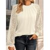 imageAUTOMET Womens Long Sleeve Shirts Pleated Lace Tops Fall Fashion Outfits Business Casual BlousesApricot