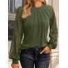 imageAUTOMET Womens Long Sleeve Shirts Pleated Lace Tops Fall Fashion Outfits Business Casual BlousesArmygreen